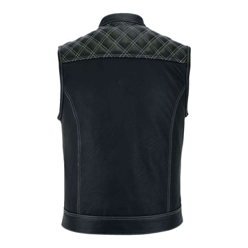 Back view of the SOA Pre White Diamond Waistcoat featuring a sleek black and white design.
